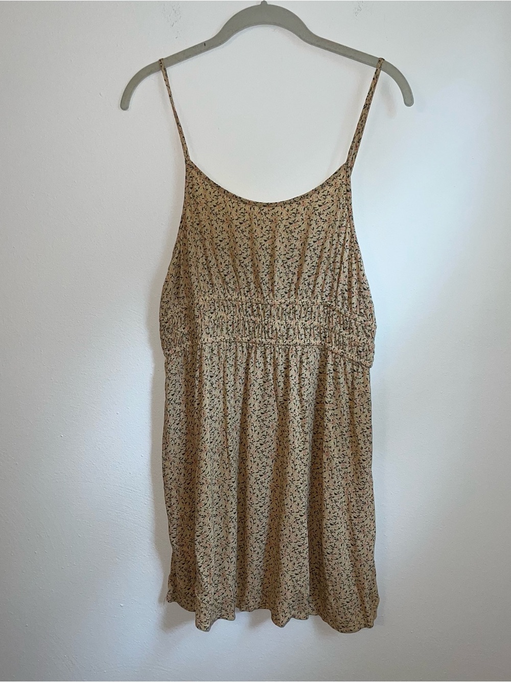 American Eagle Outfitters Beige Floral Spaghetti-Strap Camisole